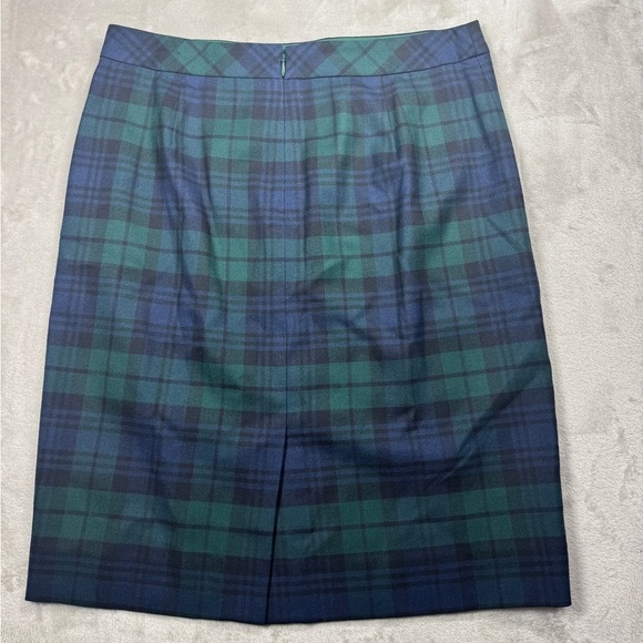 J.Crew Factory Wool Blend The Pencil Skirt Blue Black Green Tartan Plaid Size 6 - Picture 8 of 13